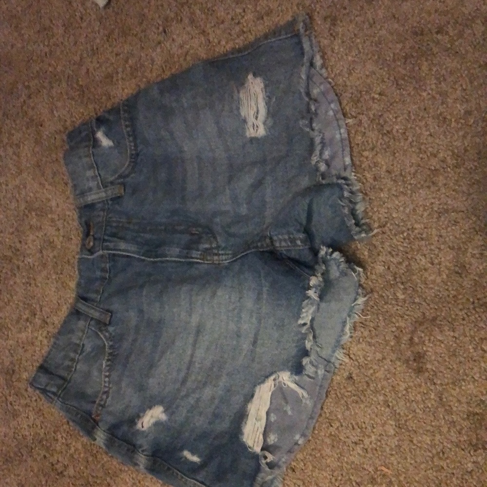 Size 5 blue low rise jean shorts